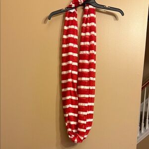 Red and White Striped Scarf